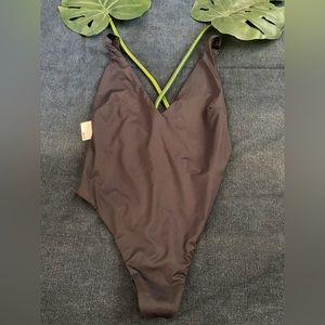 Good American brand black one piece swimsuit.